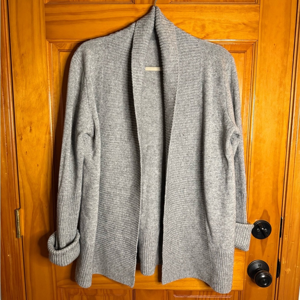 VINCE Cashmere Wool Blend Open Cardigan Sweater Shawl Gray Cozy Cabincore Large